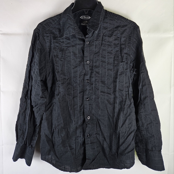 Y Chrome Button Down Shirt | Basic Casual Contemporary Office Cocktail Glam - Picture 1 of 5